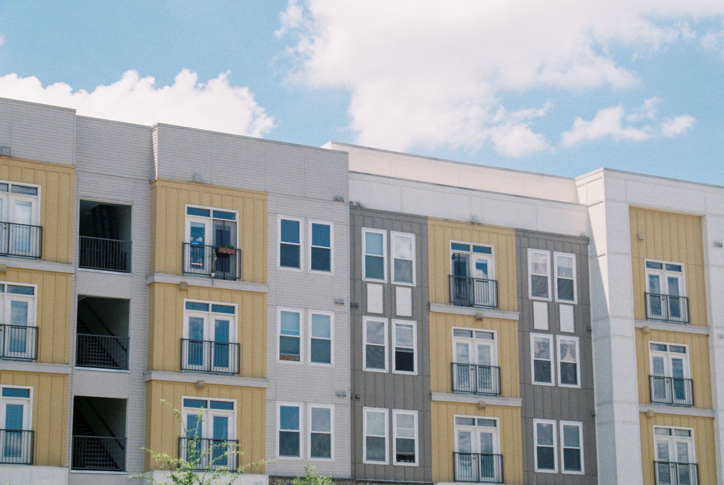 Repainted apartment complex exterior