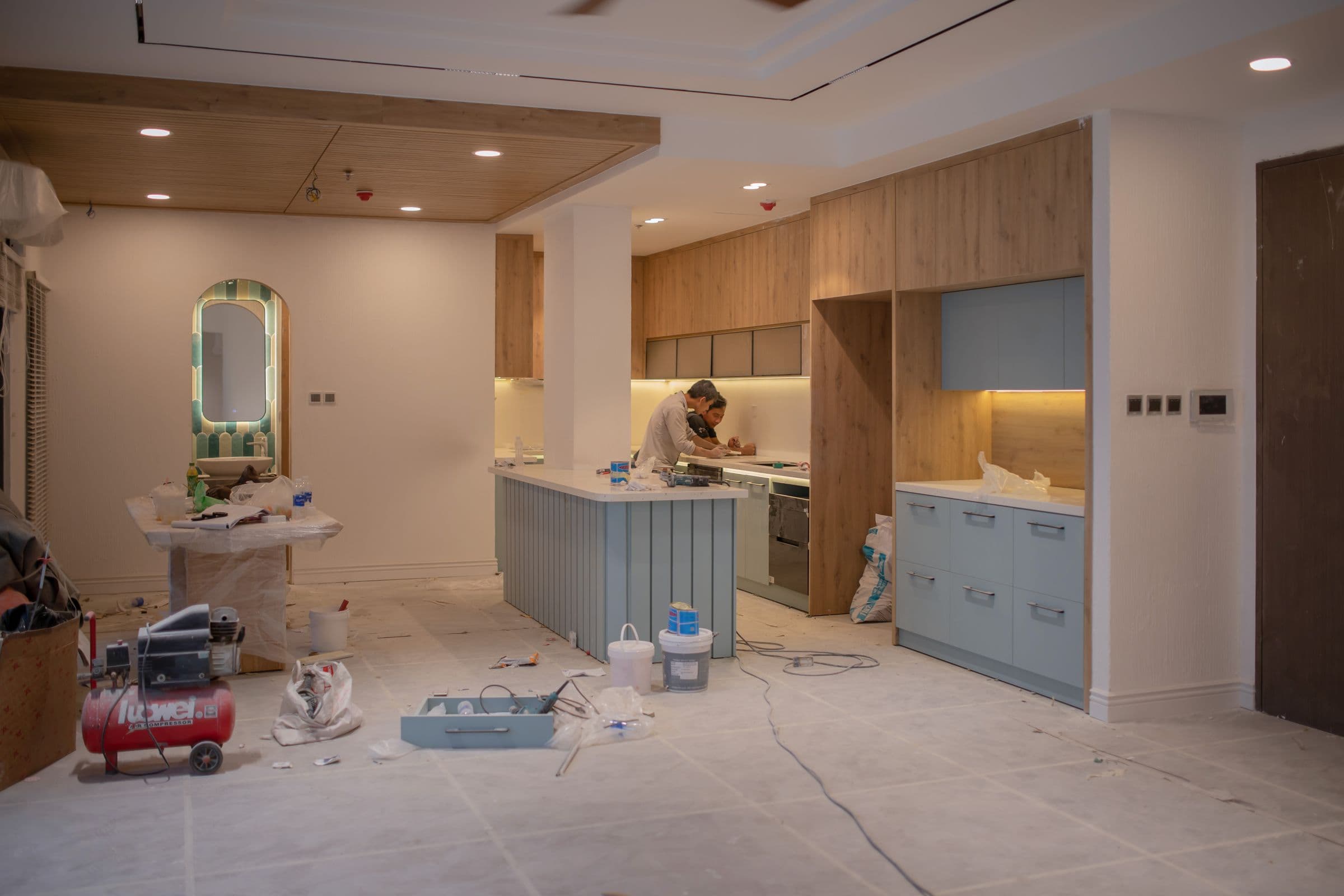 Kitchen with freshly resprayed cabinetry